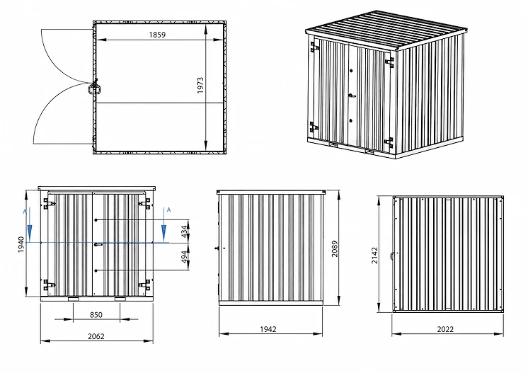 Dimensions et schéma du conteneur